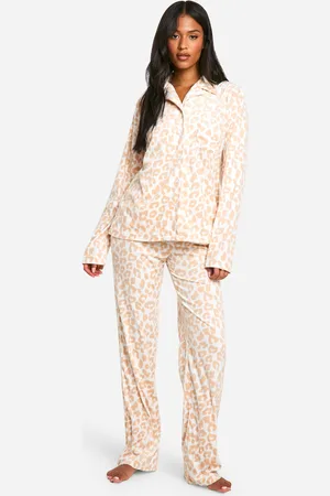 Boohoo Womens Tall Tonal Leopard Fleece Pyjama Set - - 10