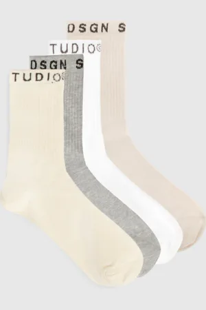 Boohoo Womens 4 Pack Ribbed Dsgn Studio Socks - One Size