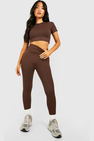 Boohoo Womens Petite Seamless Rib Leggings - - L