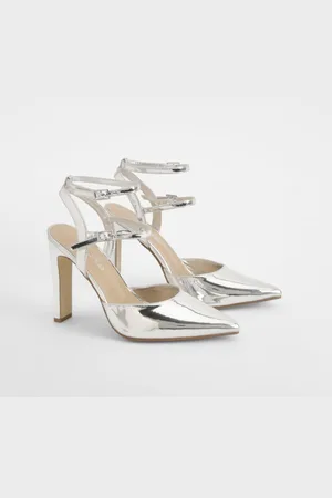 Boohoo Womens Metallic Patent Double Strap Court Heels - - 7