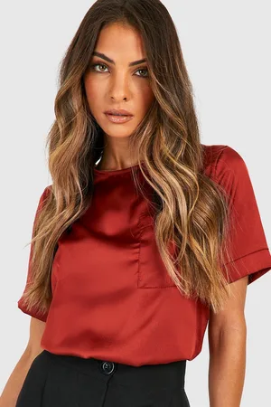 Boohoo Womens Basic Satin Pocket Detail Blouse - - 8