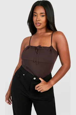 Boohoo Womens Plus Mesh Tie Front Corset Top - - 16