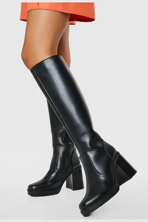 Boohoo Womens Knee High Platform Block Heel Boots - - 4