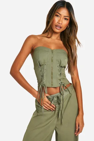 Boohoo Womens Double Lace Zip Up Corset - - 10