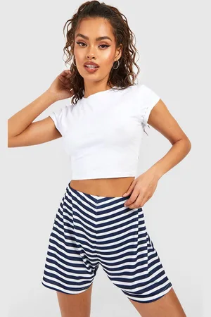 Boohoo Womens Stripe Rib Runner Short - - 16
