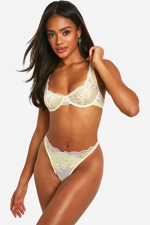Boohoo Womens Lace Detail Bra And Thong - - Xl