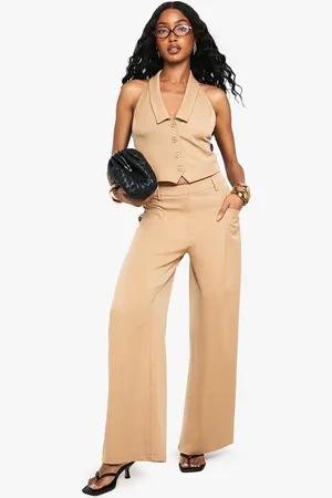 Boohoo Womens Tailored Wide Leg Pleat Detail Trouser - - 8