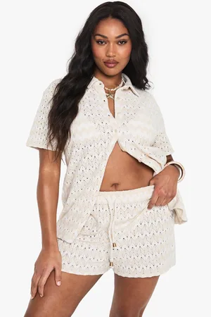 Boohoo Womens Plus Zig Zag Knitted Beach Shorts - - 16