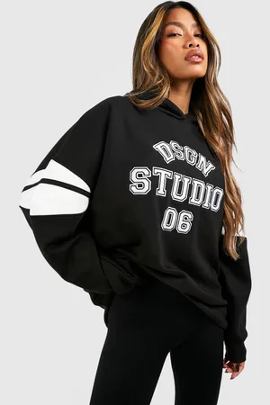 Boohoo Womens Dsgn Studio Contrast Panelled Oversized Hoodie - - Xs