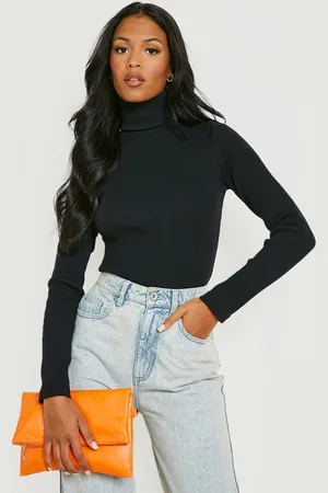 Boohoo Womens Tall Roll/Polo Neck Long Sleeve Rib Bodysuit - - 6