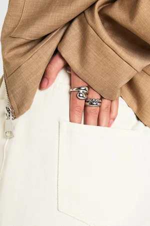 Boohoo Womens Silver Statement 3 Pack Rings - - One Size