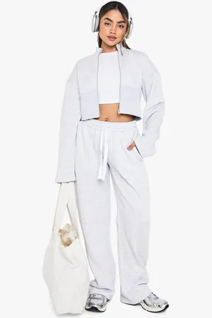 Boohoo Womens Cinched Waist Bomber Straight Leg Tracksuit - - S