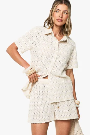 Boohoo Womens Zig Zag Knitted Beach Shirt - - S
