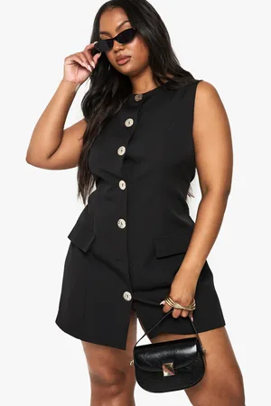 Boohoo Womens Plus Gold Button Down Blazer Dress - - 16