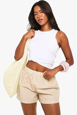 Boohoo Womens Beach Poplin Stripe Boxer Shorts - - S