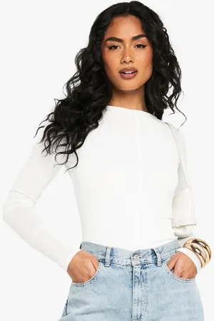Boohoo Womens Textured Mesh Seam Detail Long Sleeve Top - - 6