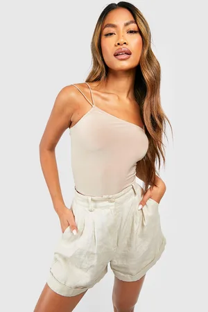 Boohoo Womens Spaghetti Strap Slinky Asymmetric Crop Top - - 14