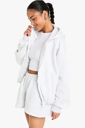 Boohoo Womens Bubble Hem Zip Through Hoodie - - Xl