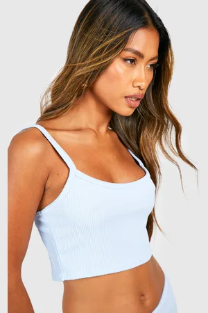 Boohoo Womens Ribbed Cropped Strappy Top - - 12