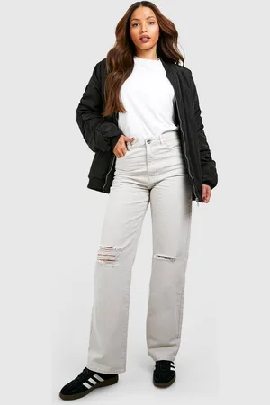 Boohoo Womens Tall Basics Ripped Knee Boyfriend Jeans - - 10