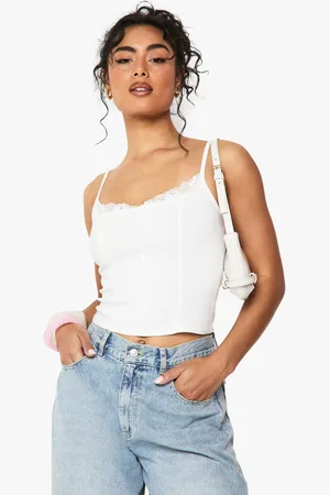 Boohoo Womens Bengaline Seam Detail Top With Lace Trim - - 6