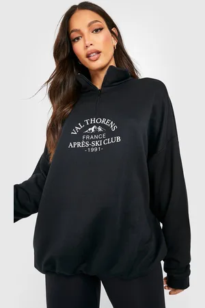 Boohoo Womens Tall Ski Club Half Zip Sweatshirt - - M