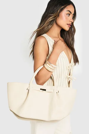 Boohoo Womens Clasp Detail Textured Pu Tote Bag - - One Size