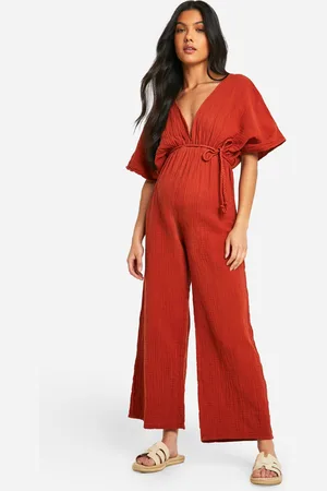 Boohoo Womens Maternity Rope Belted Wide Leg Jumpsuit - - 12