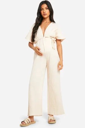Boohoo Womens Maternity Rope Belted Wide Leg Jumpsuit - - 8