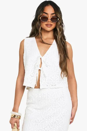 Boohoo Womens Crochet Tie Front Waistcoat - - 6