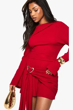 Boohoo Womens Textured Asymmetric Playsuit - 8