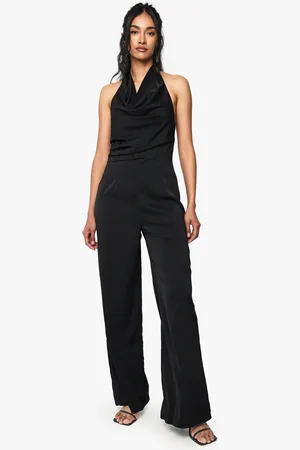 Boohoo Womens Satin Cowl Neck Jumpsuit - - 8