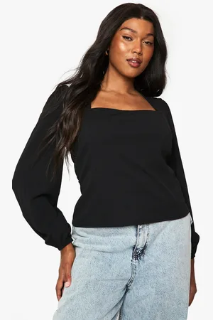 Boohoo Womens Plus Square Neck Long Sleeve Corset Top - - 16