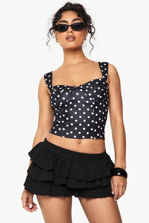 Boohoo Womens Polka Dot Bengaline Cup Detail Corset Top - - 6