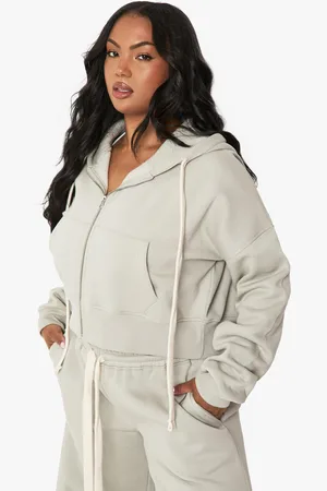 Boohoo Womens Plus Contrast Drawcord Boxy Crop Hoodie - - 16