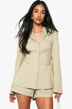 Boohoo Womens Pinstripe Button Detail Tailored Blazer - - 6