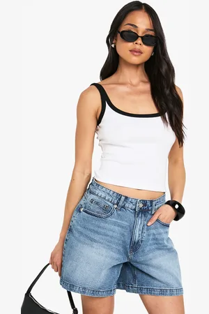 Boohoo Womens Rib Contrast Binding Strappy Vest Top - - 6