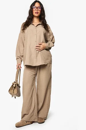 Boohoo Womens Maternity Crinkle Stripe Stripe Trouser - - 8