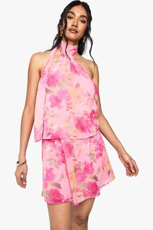 Boohoo Womens Floral Chiffon Scarf Detail Mini Dress - - 8