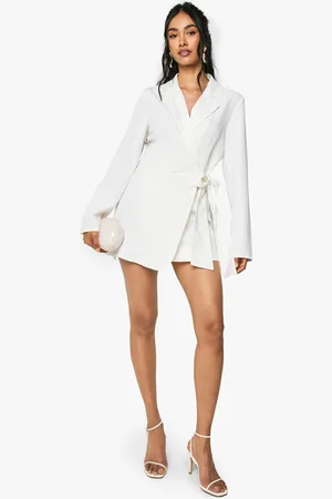 Boohoo Womens Wrap Drape Front Tailored Blazer Dress - - 8
