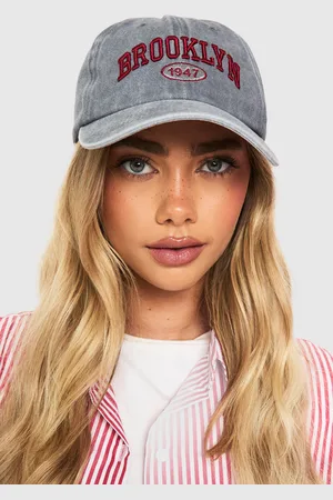 Boohoo Womens Acid Wash Brooklyn Slogan Cap - - One Size