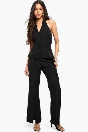 Boohoo Womens Button Detail Slim Flare Trouser - - 6