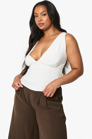 Boohoo Womens Plus Double Layer Slinky Plunge Top - - 16