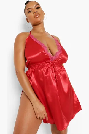Boohoo Womens Plus Satin Split Side Chemise - - 24