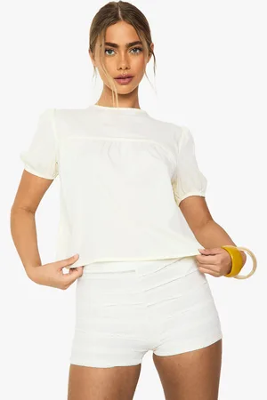 Boohoo Womens Woven Sheer Puff Sleeve Smock Top - - 6