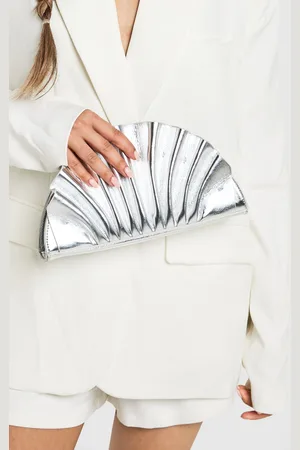 Boohoo Womens Metallic Ruffle Clutch Bag - - One Size