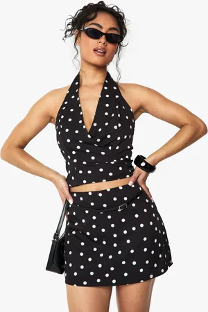 Boohoo Womens Woven Polka Dot Wrap Top - - 6