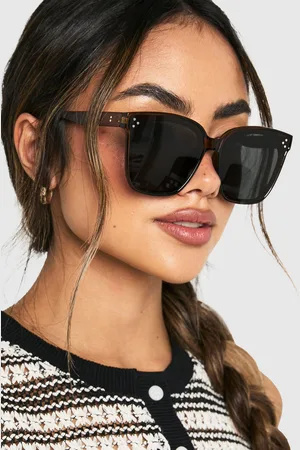 Boohoo Womens Brown Frame Oversized Retro Sunglasses - - One Size