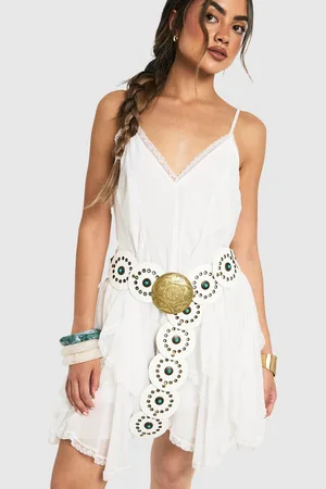 Boohoo Womens Western Gem Detail Disc Belt - - One Size