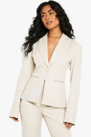 Boohoo Womens Shoulder Pad Cinched Waist Tailored Blazer - - 8